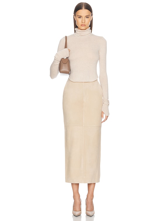 Helsa Alva Cashmere Turtleneck in Heather Oatmeal | FWRD