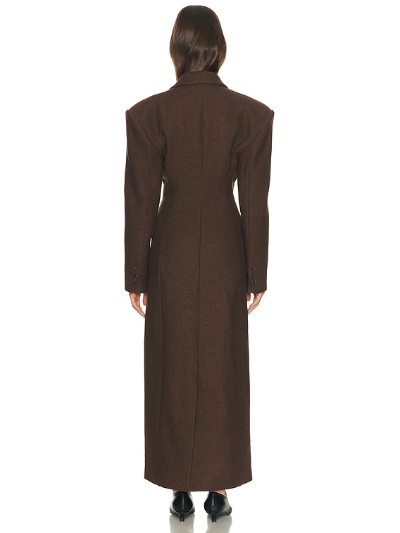 Helsa Italian Wool Blend Extra Long Coat in Chocolate | FWRD