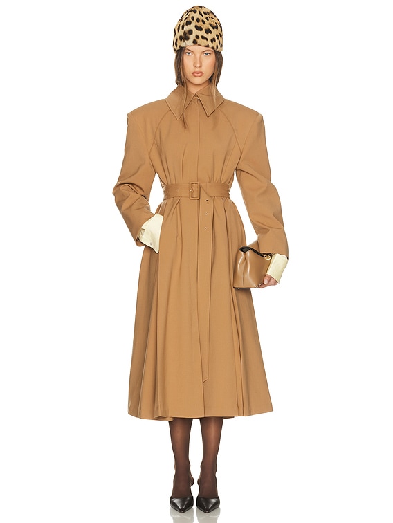 Helsa Wool Blend Midi Trench in Nutmeg | FWRD