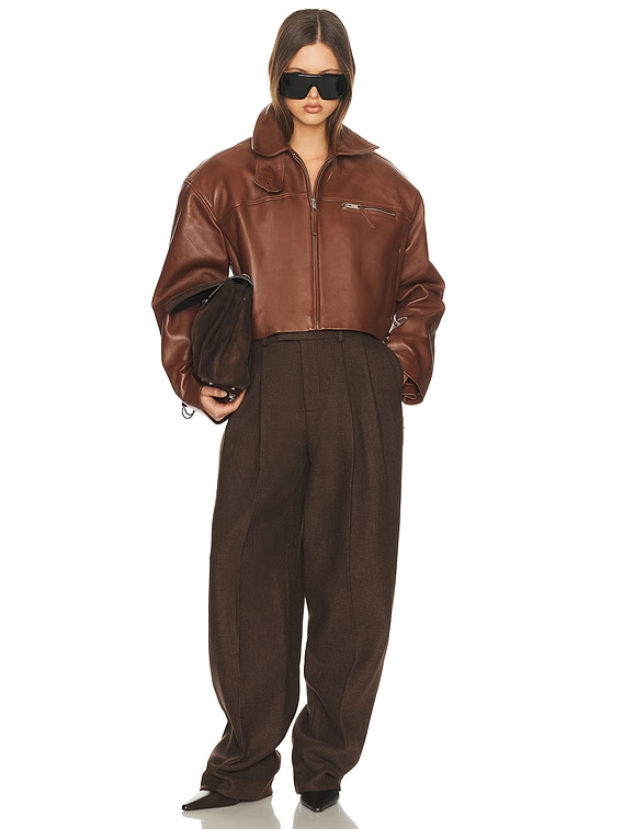 Helsa The Leather Oversized Moto Jacket in Smooth Leather in