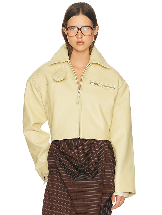 Helsa The 90s Leather Jacket in Banana Yellow | FWRD