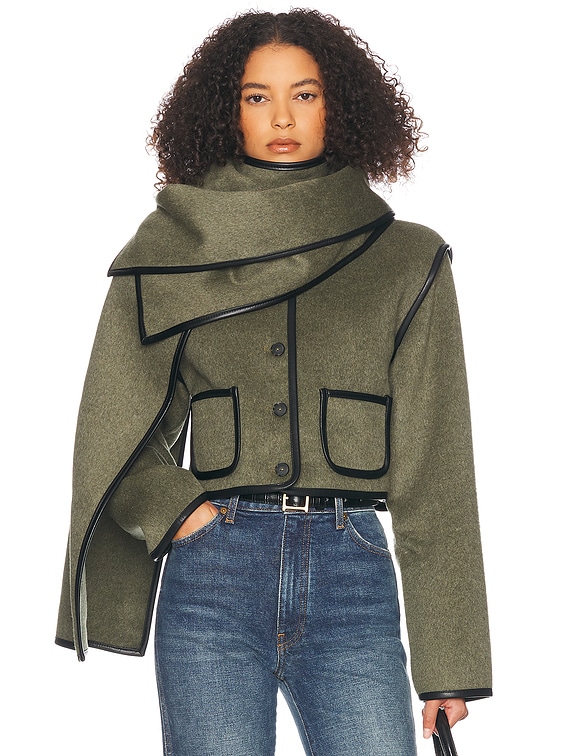 Boxy Jacket With Detachable Scarf