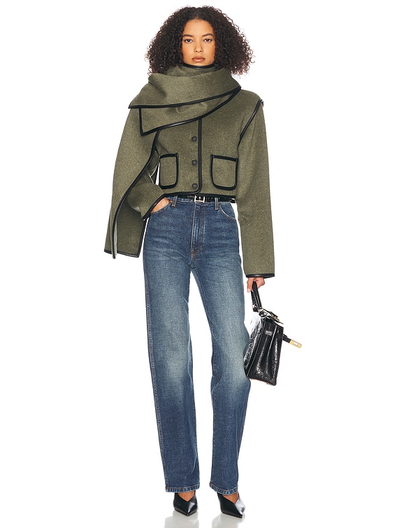 Boxy Jacket With Detachable Scarf
