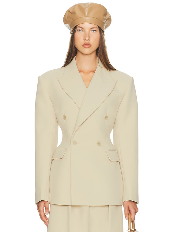 Helsa The Double Breasted S Curve Jacket in Very Heavy Crepe in
