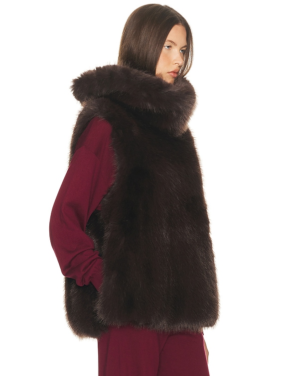 Helsa Faux Fox Gilet in Chicory | FWRD