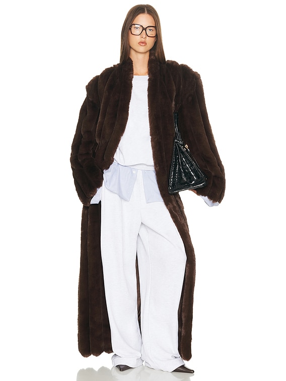 Helsa The Irina Faux Fur Coat in Java | FWRD