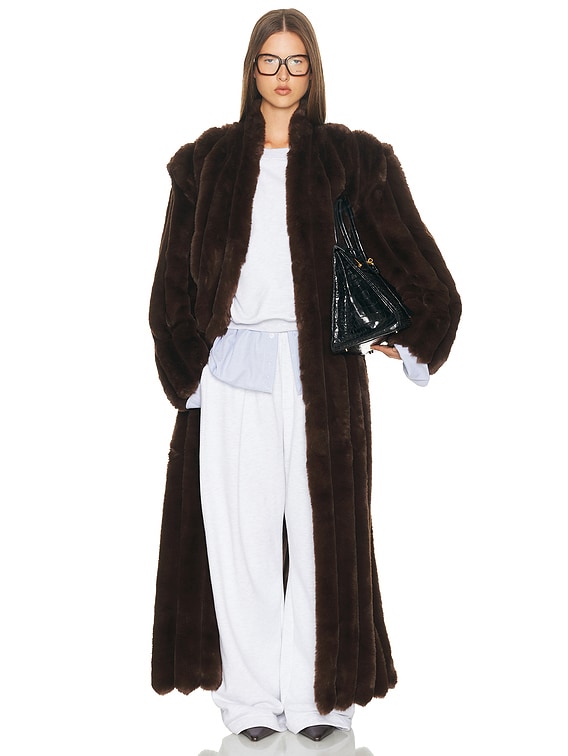 Helsa The Irina Faux Fur Coat in Java | FWRD