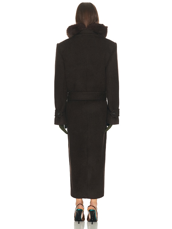 Helsa Bold Shoulder Long Coat in Espresso | FWRD