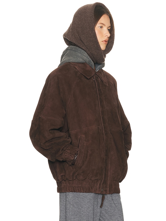 Helsa The Oversized Suede Bomber in Dark Brown | FWRD