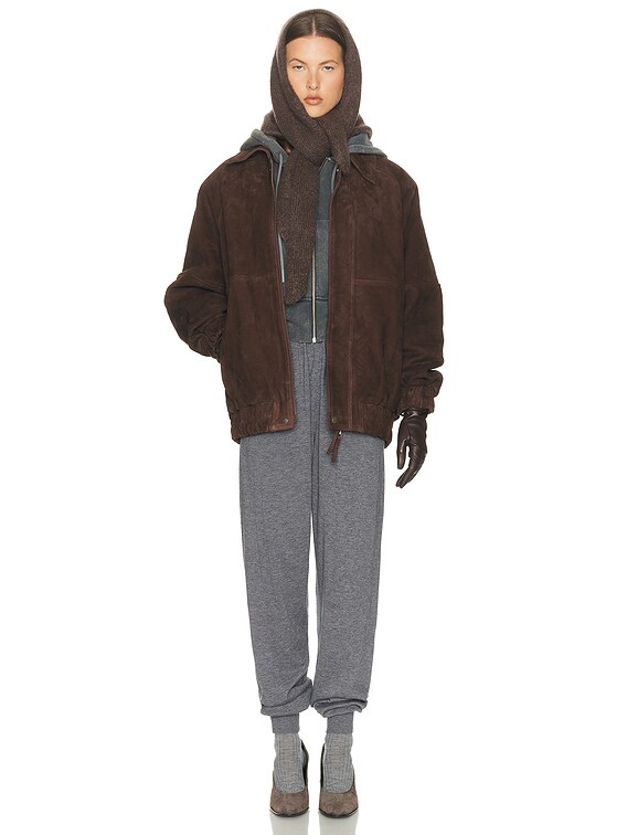 Helsa The Oversized Suede Bomber in Dark Brown | FWRD