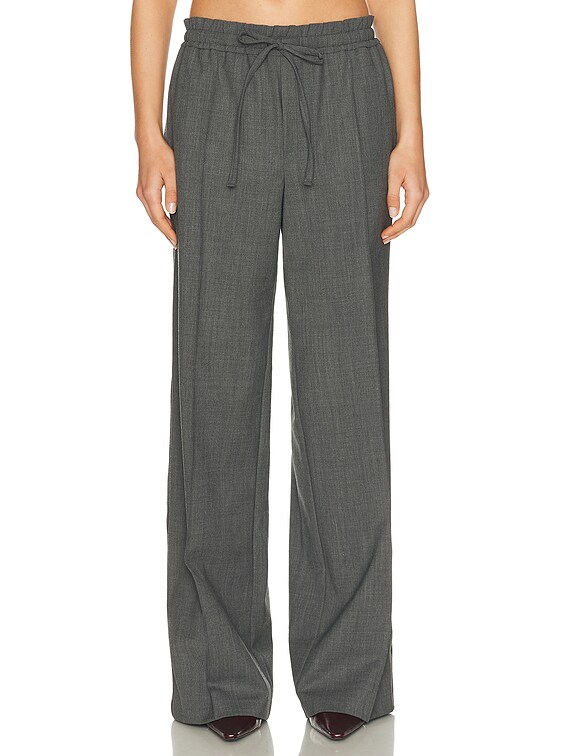 Helsa Wool Blend Drawcord Trousers in Medium Heather Grey | FWRD