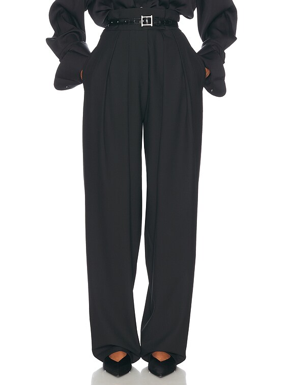 Helsa High Waist Pleated Suit Trouser in Black | FWRD