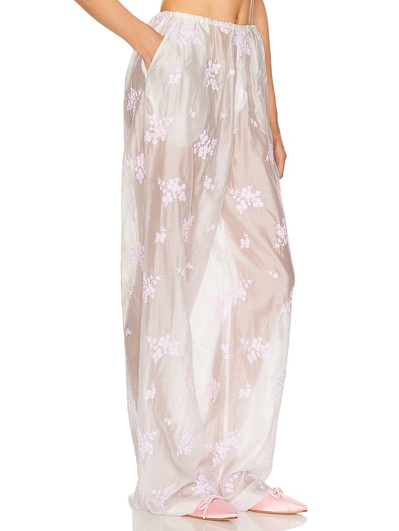 House Pants in Cherry Blossom Embroidery