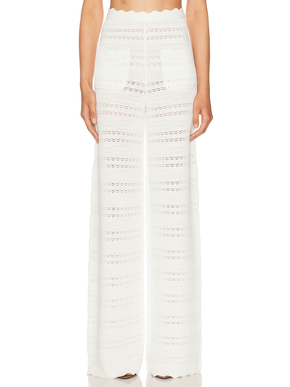 Helsa Kaitltn Scalloped Pant in Ivory | FWRD