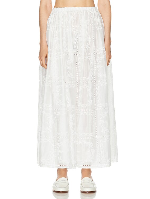 Helsa Handkerchief Midi Skirt in White | FWRD