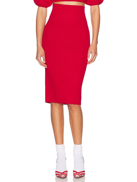 Helsa Luella Midi Skirt in Red | FWRD