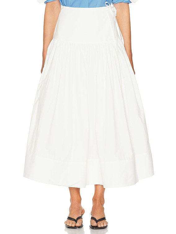 Helsa Midi Wrap Skirt in Tech Poplin in White | FWRD