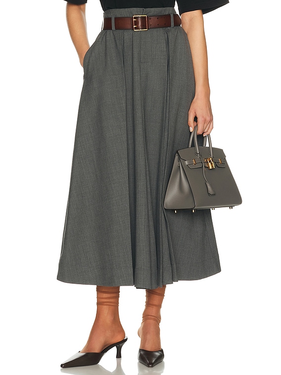 Helsa Wool Blend Pleated Skirt in Medium Heather Grey | FWRD