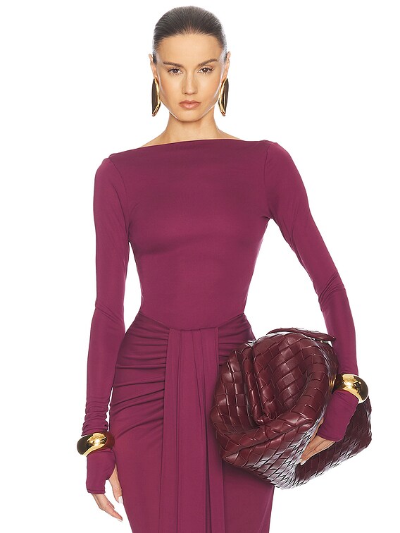 Helsa Matte Jersey Long Sleeve Top in Cabernet | FWRD