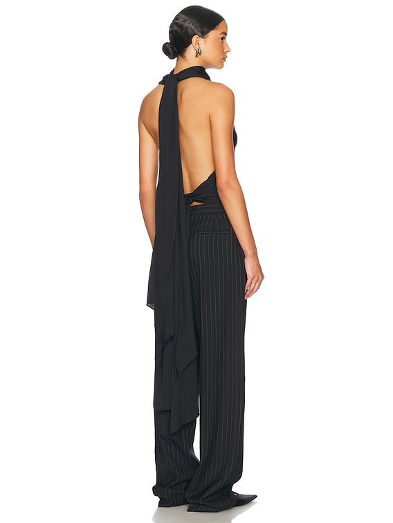 Helsa Natasha Silk Halter in Black | FWRD Helsa Natasha Silk Halter in Black | FWRD