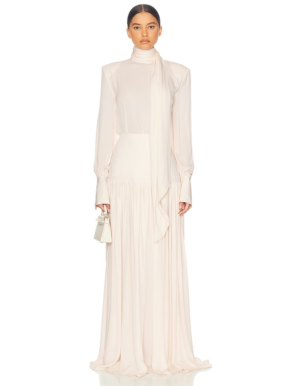 Helsa Diaphanous Scarf Blouse in Vanilla | FWRD