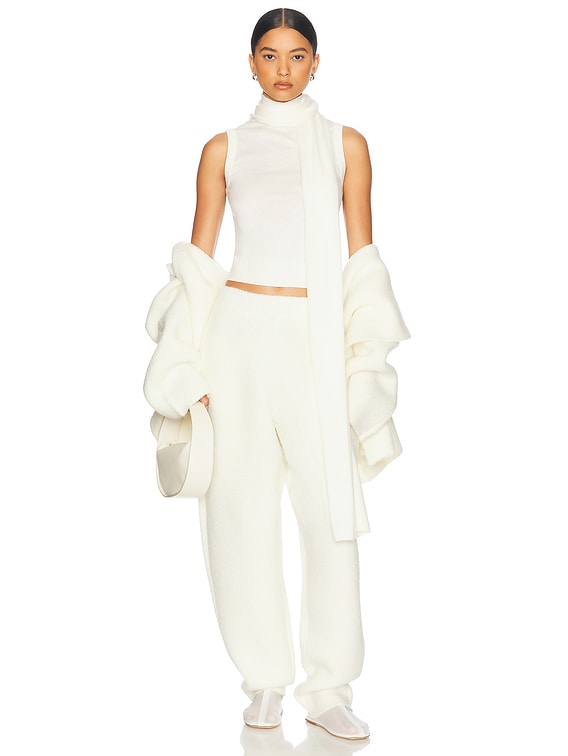 Helsa Charlee Knit Scarf Top in Ivory | FWRD