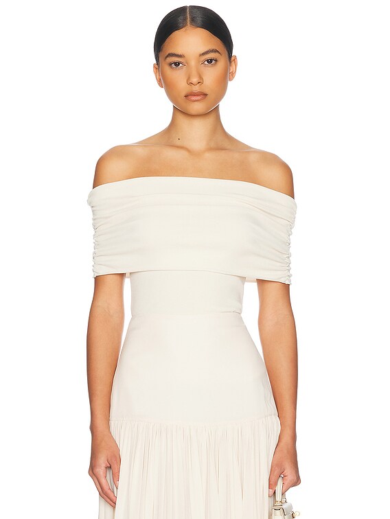 Helsa Makenzie Off Shoulder Sweater in Vanilla | FWRD