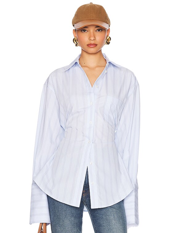 Stripe Poplin Lace Back Shirt