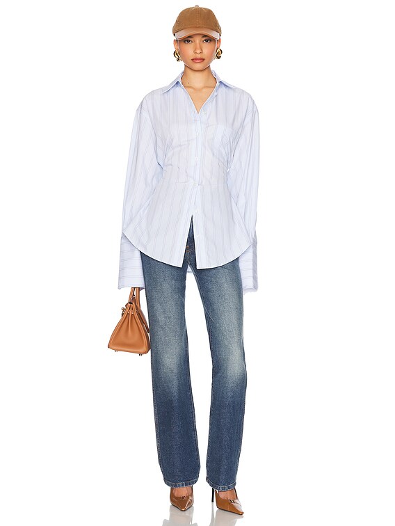 Stripe Poplin Lace Back Shirt
