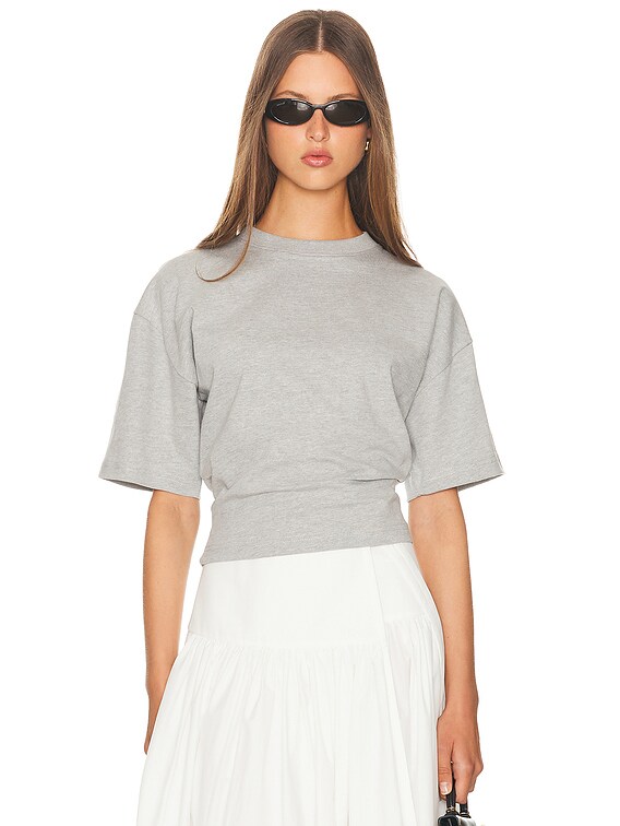 Helsa The Sculpted Tee in Thick Jersey in Heather Grey | FWRD