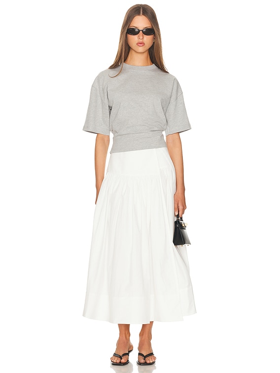 Helsa The Sculpted Tee in Thick Jersey in Heather Grey | FWRD