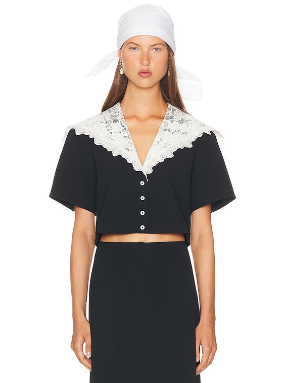 トップス zoe sailor collar shirts Navy Knit Sailor Collar Short Sleeve Top *FINAL SALE* – SSYS