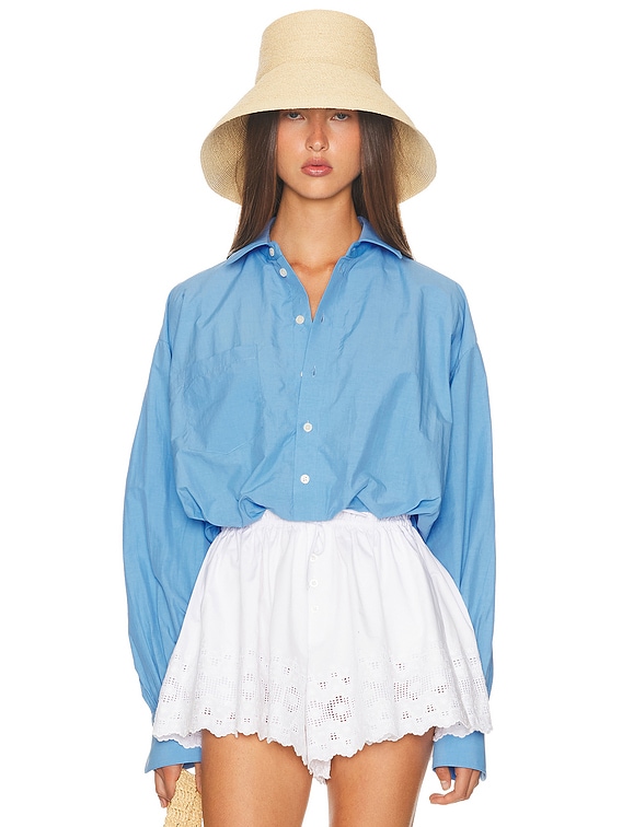 Helsa Bubble Shirt in Tech Poplin in Classic Blue | FWRD