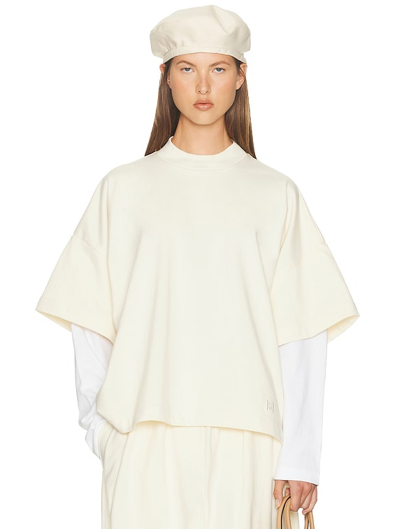 Helsa Double Sleeve Tee in Ultra Premium Jersey in Ivory | FWRD