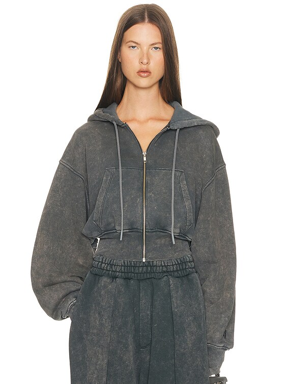 チャコールグレーXS Helsa FULL ZIP パーカー - Vintage Distressed Black | FWRD