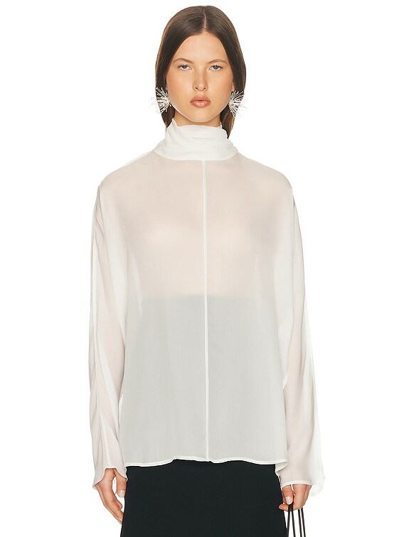 Helsa Dolman Popover Top in Cupro in Ivory | FWRD