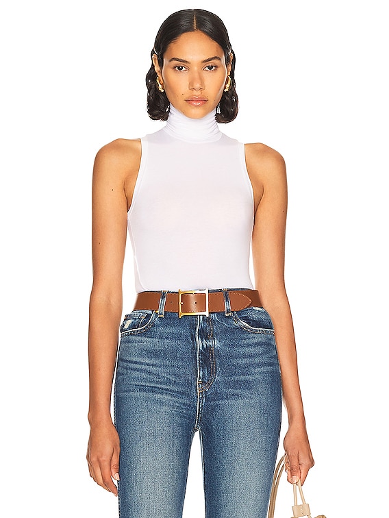 Helsa Turtleneck Tank in 2nd Skin Jersey in White | FWRD