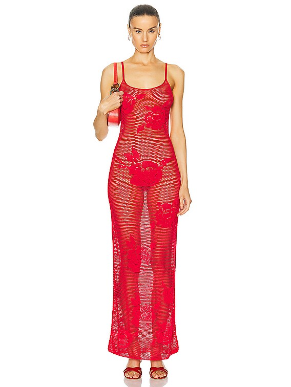 heavy manners knit dress Heavy Manners Say It With Flowers Knit Dress in Red