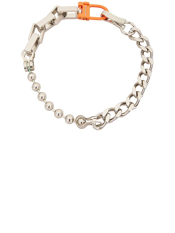Heron Preston Silver & Orange Multichain Square Necklace