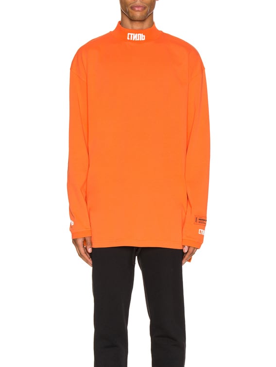 HERON online PRESTON Embroidered Turtle Neck Orange Long Sleeve - XL