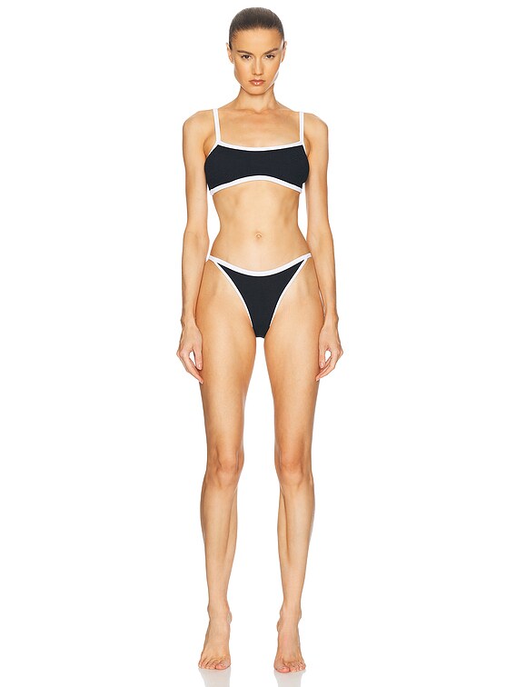 【Hunza G】ワンショルダー　黒　ビキニセット Hunza G Tyler Bikini Set in Black | FWRD