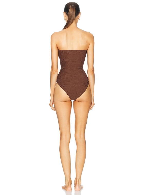 Hunza G Alana One Piece Swimsuit in Metallic Chocolate | FWRD