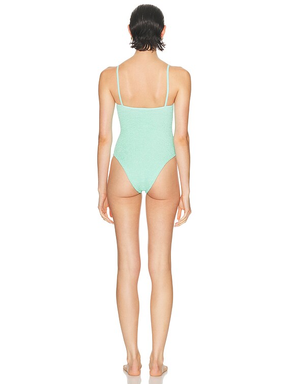 Hunza G Pamela One Piece Swimsuit in Metallic Mint | FWRD
