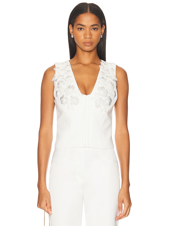 ILA Terry Applique Detailed Vest in White | FWRD