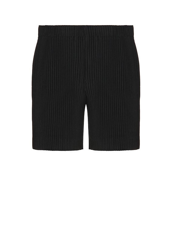 HOMME PLISSÉ ISSEY MIYAKE ブラックショートパンツ Homme Plissé Issey Miyake Plissé straight-leg Shorts | Black