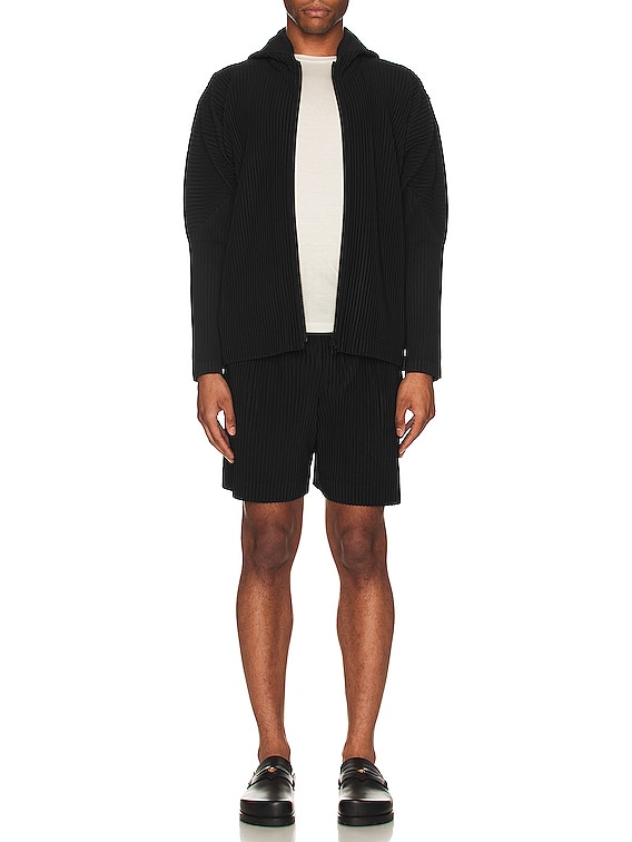 Homme Plisse Issey Miyake Zip Up Cardigan in Black | FWRD