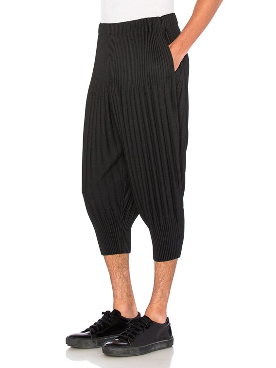 black pleated cropped trousers