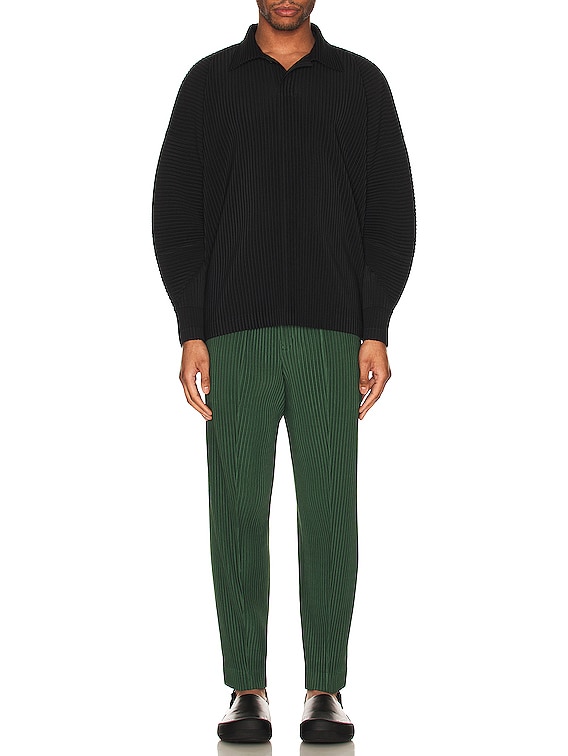 HOMME PLISSE 23AW テーパードパンツ 3 グリーン Homme Plisse Issey Miyake Center Crease Pants in Bush Green