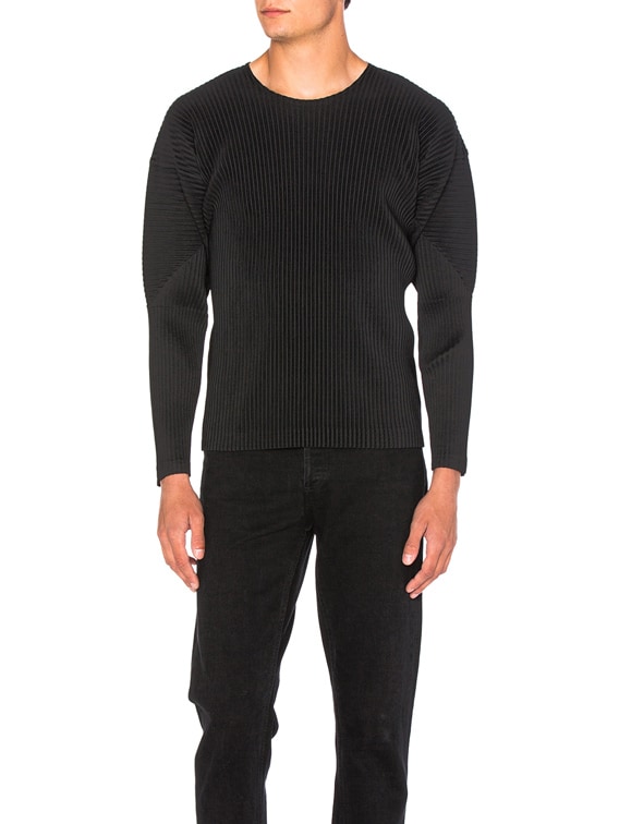 Homme Plisse Issey Miyake Long Sleeve Tee in Black | FWRD