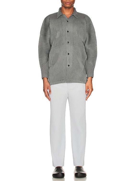 オムプリッセ 22ss LENO STRIPE HOMME PLISSÉ ISSEY MIYAKE Gray Leno Stripe Shirt Homme Plisse